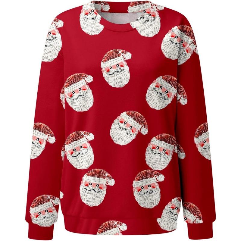 Рождественская женская толстовка с капюшоном с круглым вырезом и длинными рукавами для женщин Пуловеры и свитера с длинными рукавами (Женский)