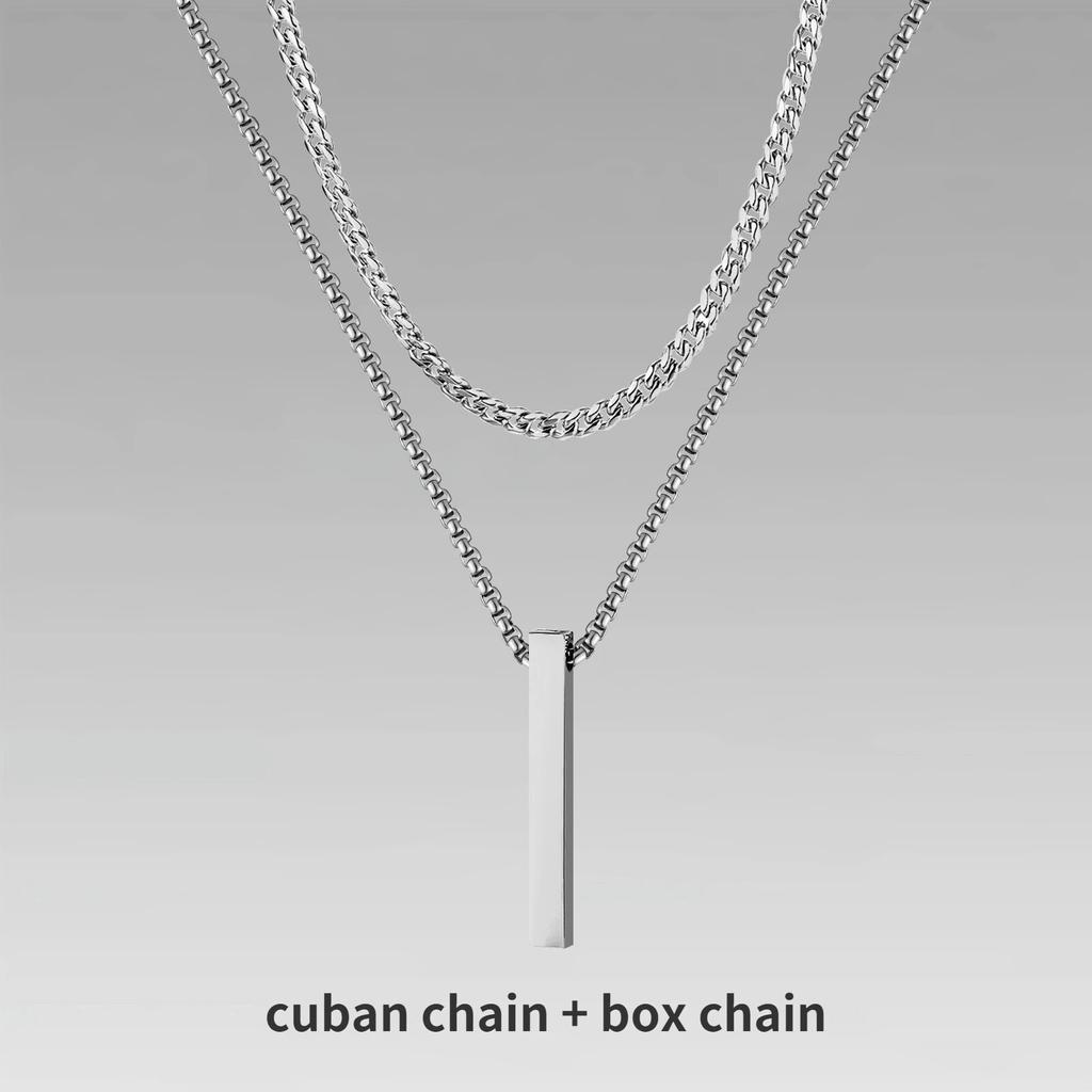 Мужские ожерелья с вертикальными полосками Vnox 3D, многослойная геометрическая подвеска из нержавеющей стали, кубинская цепочка из многослойной пшеничной веревки, ошейник для мальчика