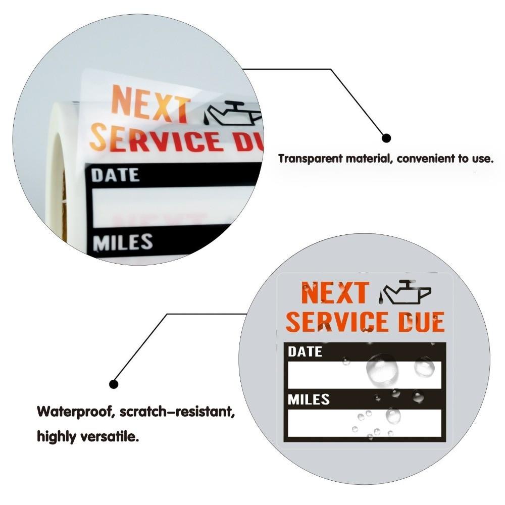 Clear Transparent Surface Maintenance Reminder Label Car Service Sticker Auto Repair Shop