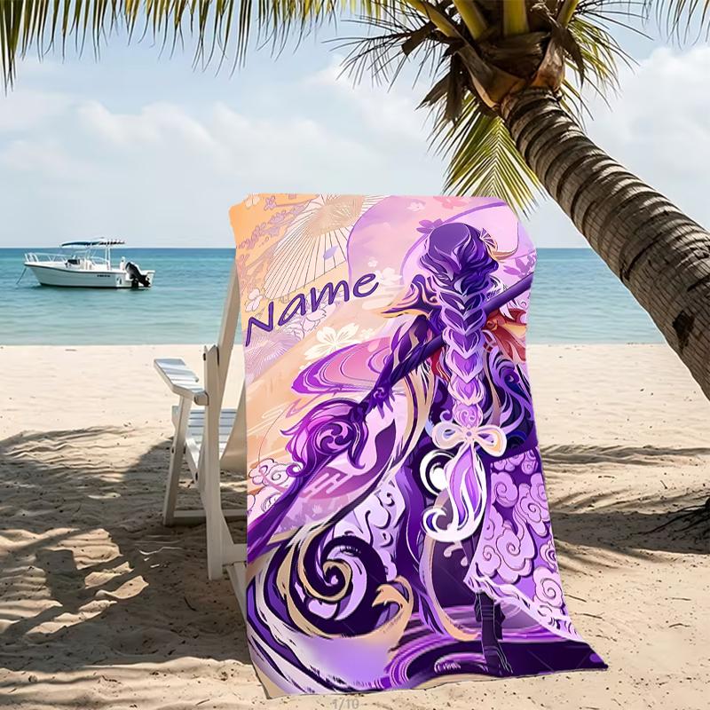 Customizable personalized beach towels Genshin Impact characters themed designs.Suitable for the beach, yoga, sports;ideal as beach accessories