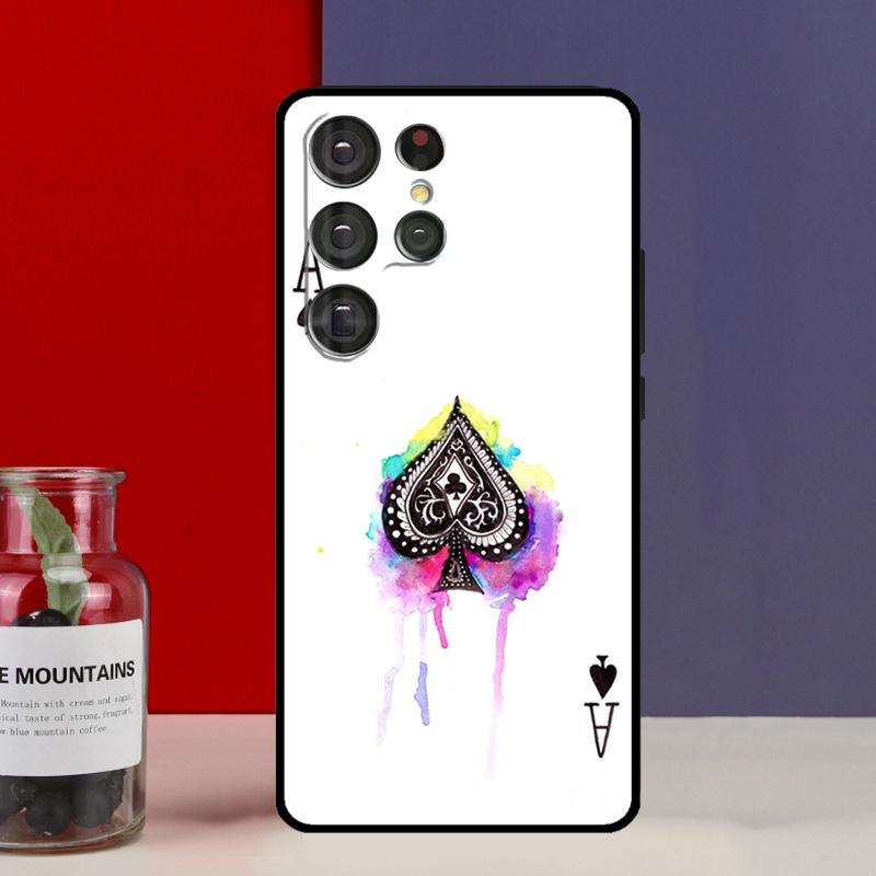 Чехол Funda с картой пик (Ace of spades) для Samsung Galaxy S25 Ultra S9 S10 S20 S21 S22 Plus S23 FE S24 Ultra
