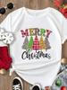 (Asian Size) Tee Merry Christmas New Year Holiday Top Festival Casual Happy Season Women Print Lady Short Sleeve Fashion Graphic T-shirts