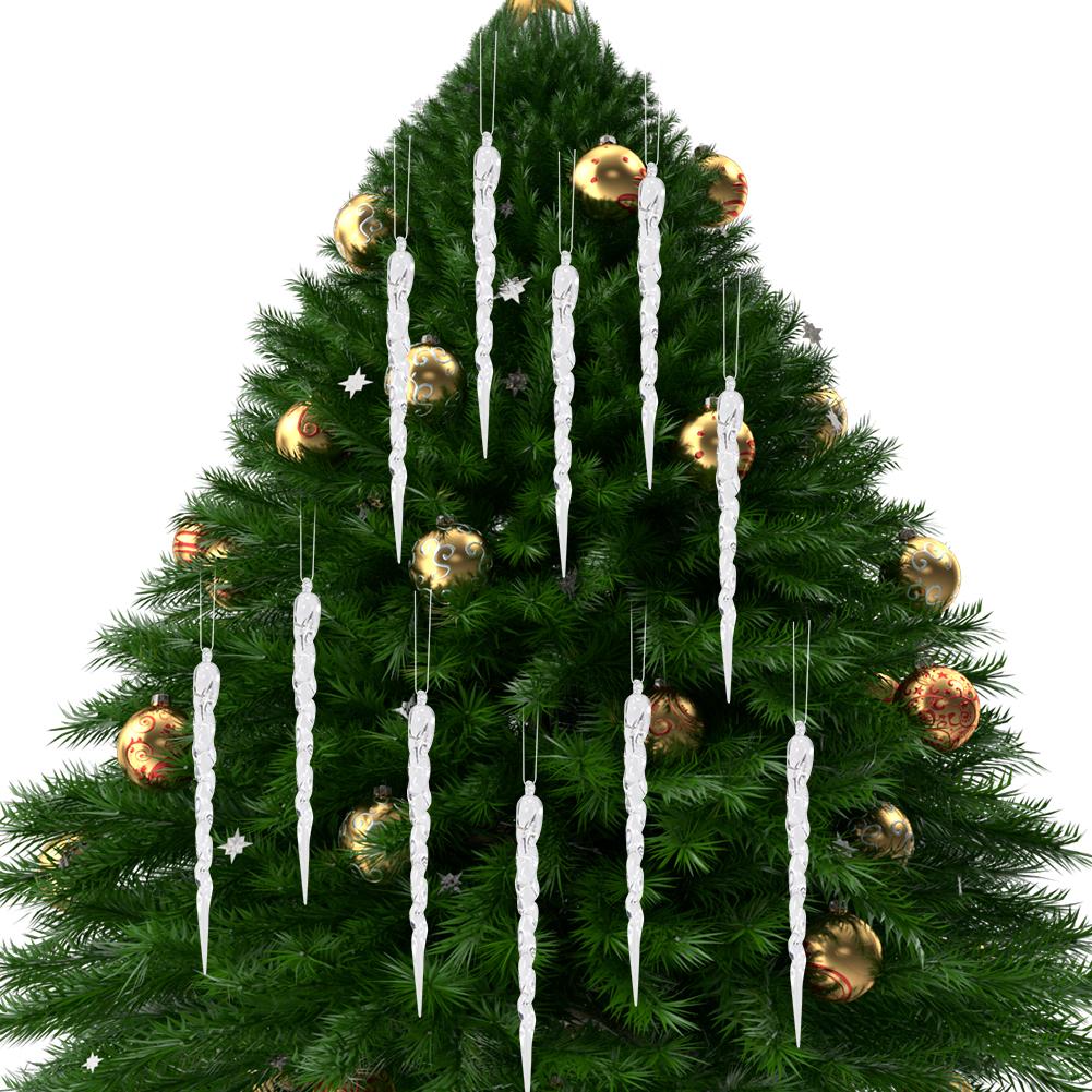 12 шт. Рождественские подвески в виде сосулек, Подвесные сосульки, Прозрачные сосульки, Декор для Нового года, Зимнее украшение