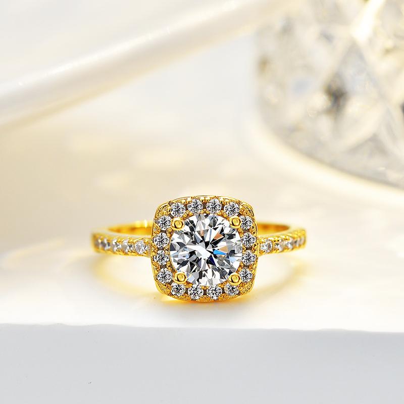 Модное квадратное кольцо с настоящим муассанитом и бриллиантом, чистое серебро S925, позолота 18 карат для женщин, ювелирные изделия, свадебный подарок