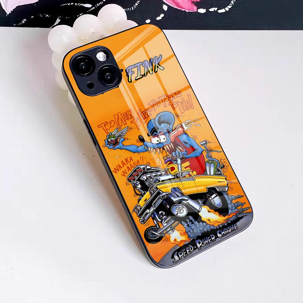 Забавный чехол для телефона Rat Fink для IPhone 17 Pro Max 16 15 14 Pro Max 13 11 X Xs Xr 8 7Plus Стеклянная крышка
