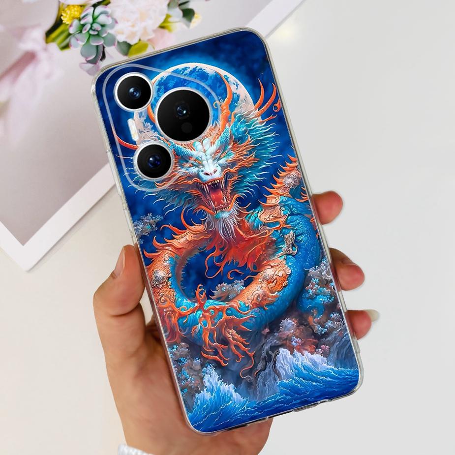 Чехол для Huawei Pura 70 Милый мультяшный расписной чехол Прозрачный силиконовый чехол для телефона Для Huawei Pura 70 Pro Plus Pura70 Pro + Мягкий чехол