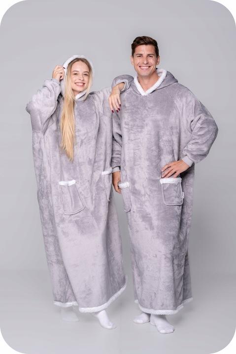 Koc Bluza Oversize Ciepła Gruba Kocobluza 2W1 Xxl Szara Futrzak [Kb-Xl1]