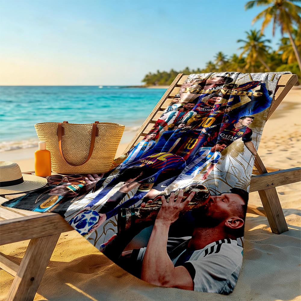 Messi Customized Name Beach Towel Super Soft Microfiber Quickdry Fabric Ideal for Travel Outdoor Swim Pool Yoga Surf Camping Hiking Gym Gift Holiday