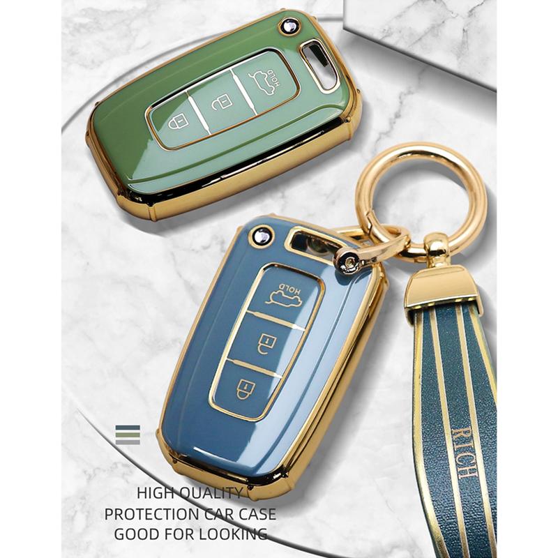 Роскошный чехол для дистанционного ключа автомобиля с золотым краем для KIA Sportage Forte K2 K5 для Hyundai Solaris HB20 Veloster SR IX35