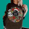 Star Wars Christmas Wreath Shirt | Star Wars Darth Vader Boba Fett Stormtrooper Christmas Lights Shirt | Unisex Adult Kids Shirt R814