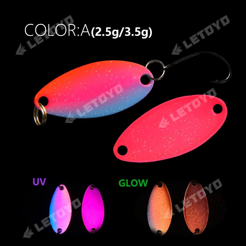 LETOYO UV Glow Sequin Lure: 2.5g & 3.5g Spoon Copper Bait for Long Cast Trout & Mackerel Fishing.