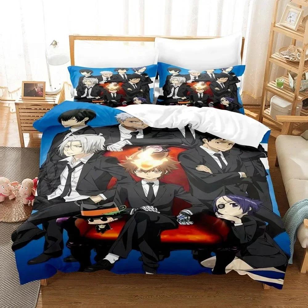 Новый 3D Аниме HITMAN REBORN Комплект постельного белья Печатный комплект с наволочкой Пододеяльник Мягкий Односпальный Двуспальный Queen Super King Размеры