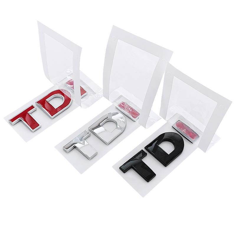 3D ABS Black Red Logo TDI Emblem Letters Decal Car Rear Trunk Badge TDI Sticker for VW Accessories zd4