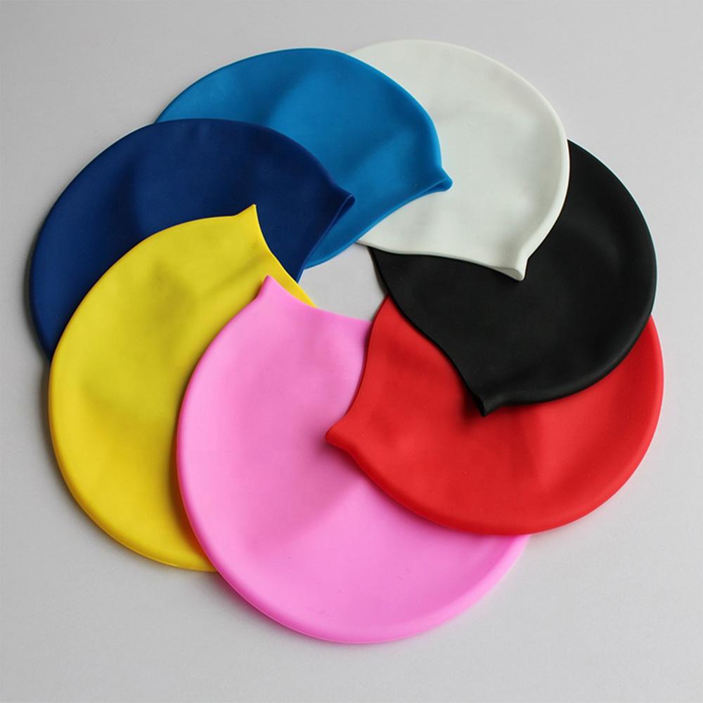 Customize Logo Colorful Lower MOQ Underwater Sports Swim Caps Silicone Ear Swimming Cap
