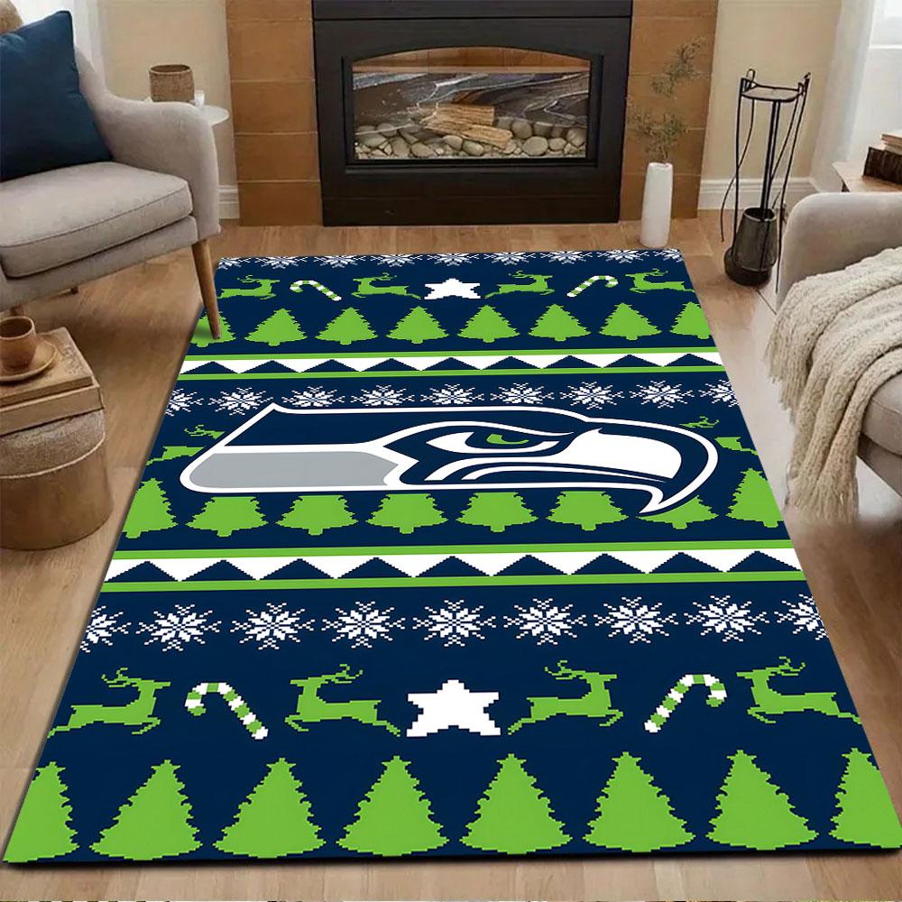 Seahawks Festive Holiday Design Patterned carpet, non slip mat suitable for living room and bedroom sofas