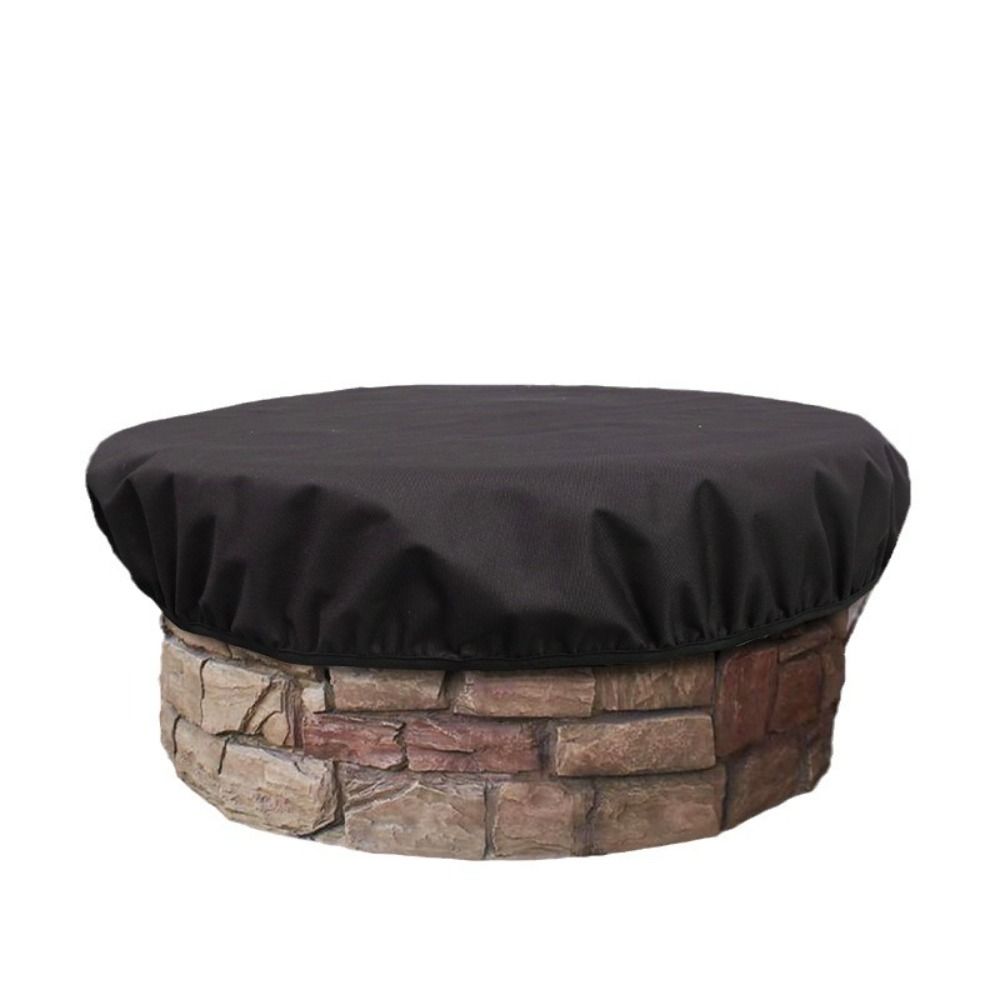 Weather Resistant Fire Pit Cover 600D Oxford Outdoor Fireplace Cover Built-in Stone Firepits