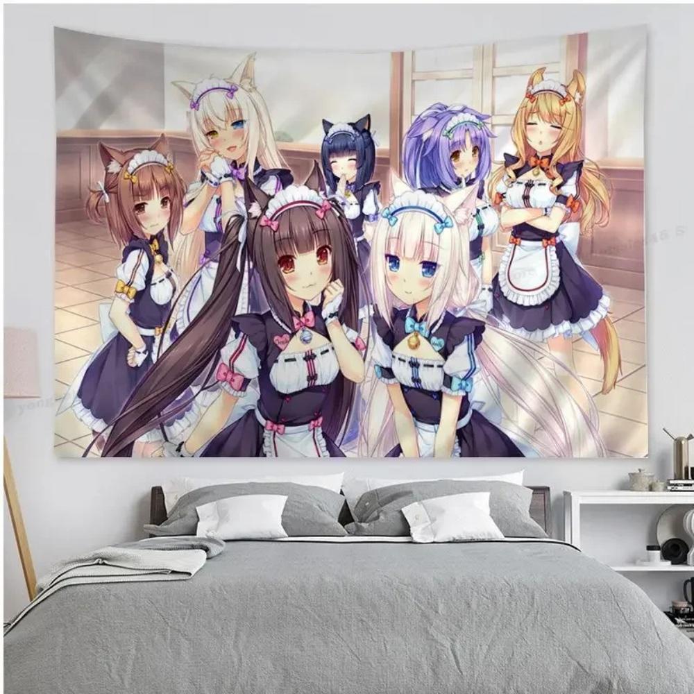 NEKOPARA Аниме Цветной Гобелен Настенный Бохо Гобелены на Стену Мандала Домашний Декор для Гостиной Спальни Общежития