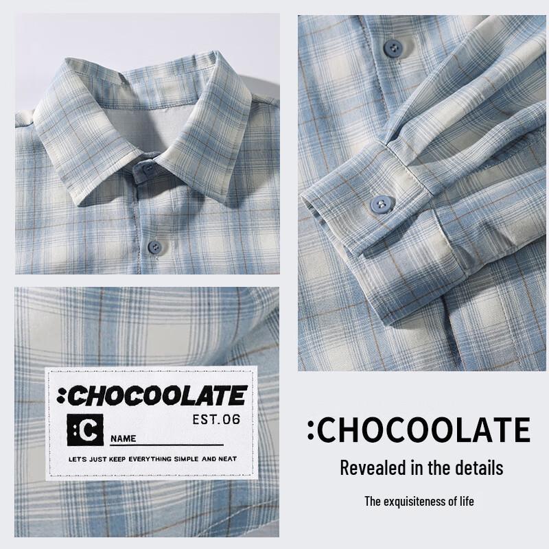 Мужская клетчатая рубашка с длинным рукавом CHOCOOLATEit