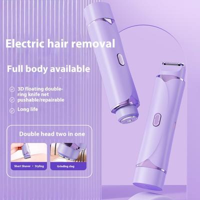 Женская электробритва с двумя головками, светодиодным дисплеем, USB-перезаряжаемая, IPX7, водонепроницаемая, портативная, для лица, тела, зоны бикини, рук, ног, эпилятор для удаления волос