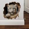 3D наклейки-стикеры с изображением леопарда, наклейки на стену с эффектом пробитой стены, для декора ванной комнаты, туалета