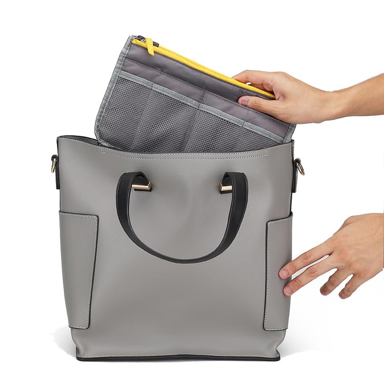 Bag-in-bag inner bag lightweight self-standing storage cosmetic multi-bag pouch travel multifunctional durable camping organization (gray)