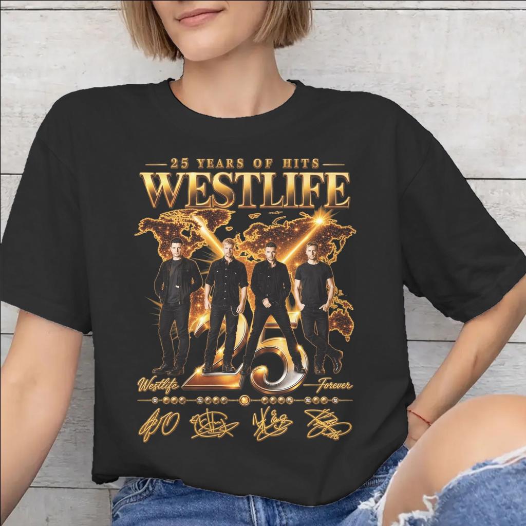 Футболка Westlife 25th Anniversary Tour 2026 для женщин с графическим принтом 100% хлопок