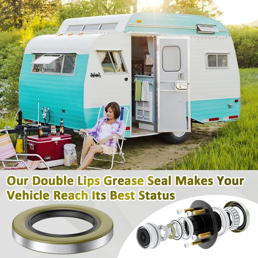 4 Pack 10-36-LOTOF4 Double Lip Grease Seal 2.25 x 3.376 for Dexter 010-036-00, TruRyde GS-2250DL, Texcom 22333TBN, National 452920, 482920, NOK