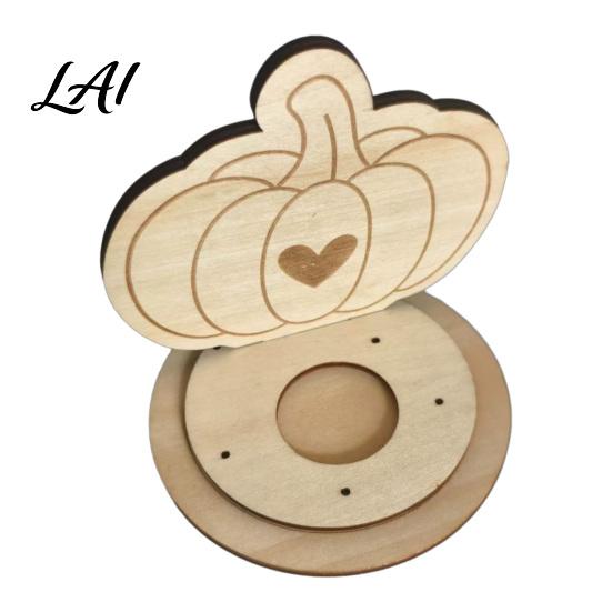 Decorative Autumn Centerpiece Wooden Candle Holder Halloween Tea Light Holder Pumpkin/Mushroom/Maple Leaf/Hedgehog for Table Centerpieces Fall Theme