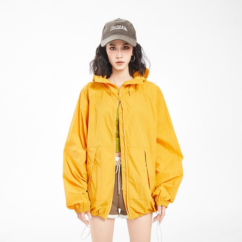 1011 Summer Ice Silk Cool Skin Clothing Couple Hooded Socket Drawstring Sunscreen Clothing Outdoor Leisure Sports Jacket