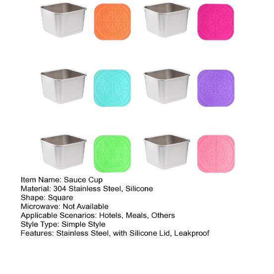 60/180 мл 1/6 шт. чашка для соуса с герметичной силиконовой крышкой, контейнеры для хранения продуктов из нержавеющей стали, кетчуп для пикника, закуски, штабелируемые банки для завтрака