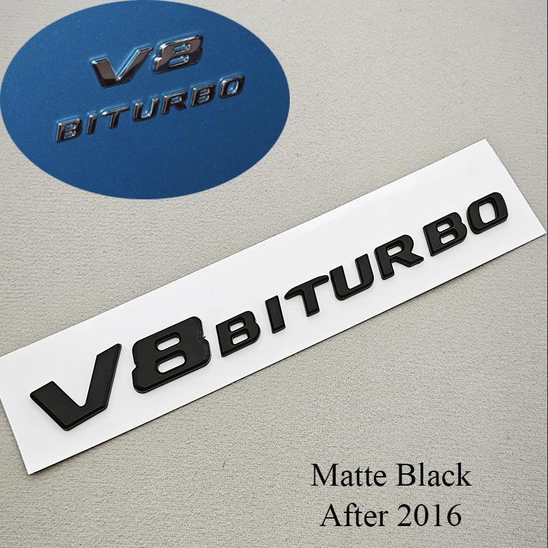 3D ABS Chrome Logo V8 BITURBO Emblem Car Fender Side Badge Decal For Mercedes Benz AMG C63S C63 E63 G63 G500 Sticker Accessories