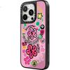 CASETIFY Серия Rich Flower Талисман для IPhone 16 Pro Max, Серебристый Зеркальный Черный Каркас Чехол для Телефона Magsafe