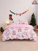 2/3 шт. Розовый Рождественский Снежинка Подарок Пряничный Человечек Снеговик Узор Двусторонний Цвет Пододеяльник Комплект Постельного Белья, Мягкий Дышащий