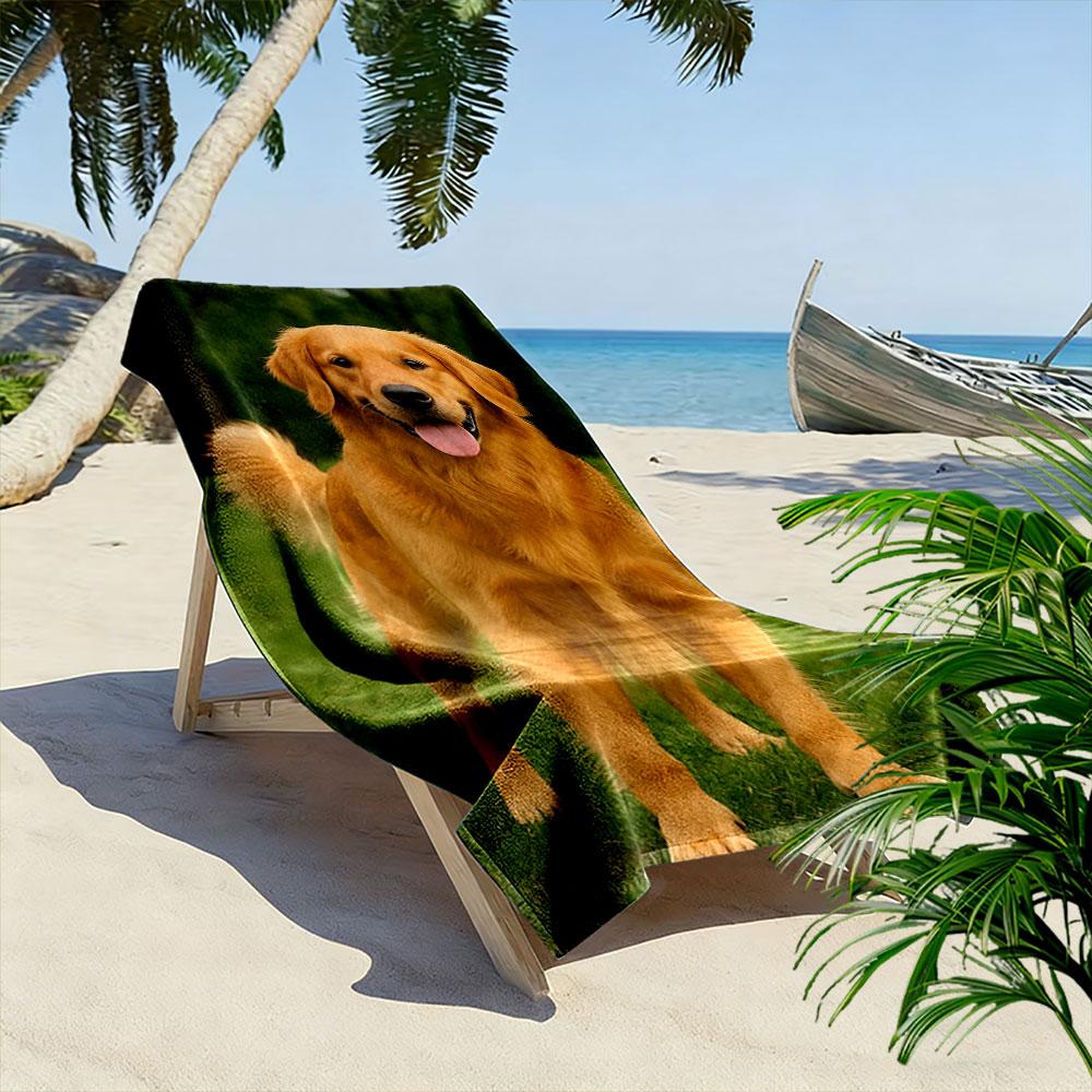 Golden companion's joyful gaze Print beach towel, quick drying, suitable for travel, outdoor sports, jogging, the beach and swimming, gift