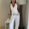 Spring and Summer New Women's Clothing Minimalist Style V Neck Sleeveless Decorated Row Button Short Candy Color Vest Jacket 2347888