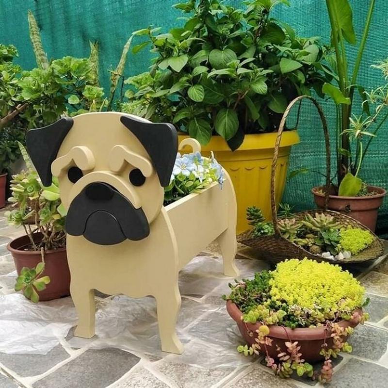 Cute Animal Shaped Flower Planter PVC Pet Dog Potted Garden Yard Decoration Plant Container Holder For Outdoor Indoor Plants