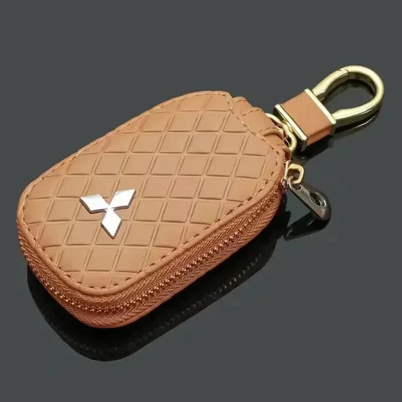 wszm6 Universal Leather Car Key Protector Case for Mitsubishi Pajero L200 Triton Outlander Lancer Accessories