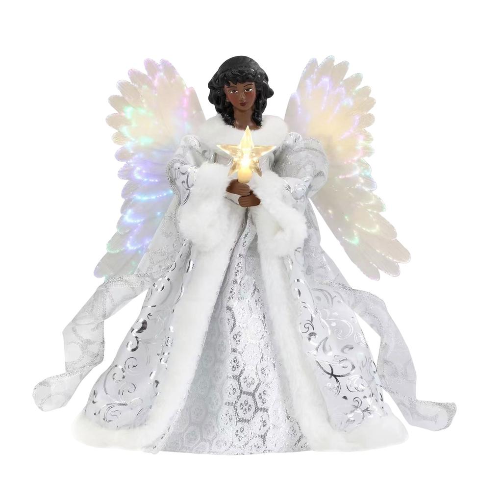 Christmas Tree Topper with Light Lighting 2D Acrylic Angel Figurine Xmas Treetop Decor Festival Party Christmas Tree Ornament