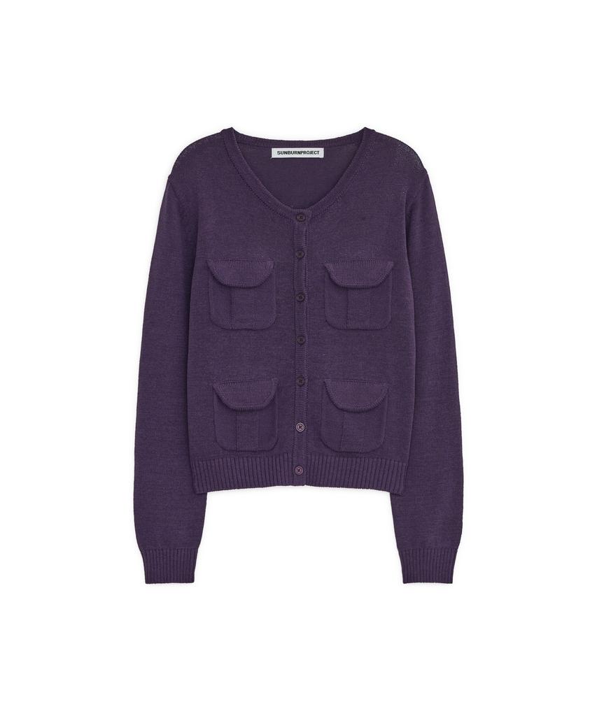 SUNBURNPROJECT Multi Pocket Crop Cardigan, Purple
