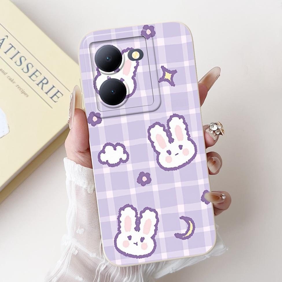 For Vivo Y36 5G V2248 Case For Vivo Y27 5G V2302 Cover Silicone Luxury Fashion Flowers Kawaii Cute Cat Funny Phone Case Bumper