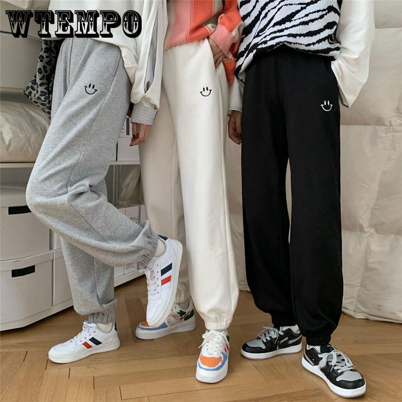 Large Size Plus Velvet Plus Velvet Warm Outer Wear Pants Female Students In The Fall and Winter Cotton Pants Smiley Pattern Solid Color Leggings