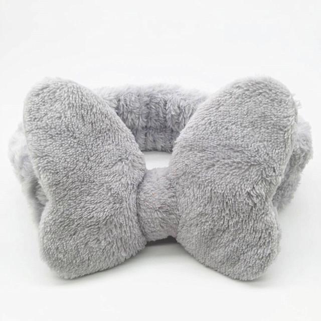 Butterfly Hair Bands for Women Solid Coral Fleece Elastic Bow Headband Soft Wash Face Head Band Cute Girls Accessories Headwrap