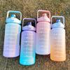2000ml Portable Gradient Frosted Sports Water Bottle with Bouncing Straw