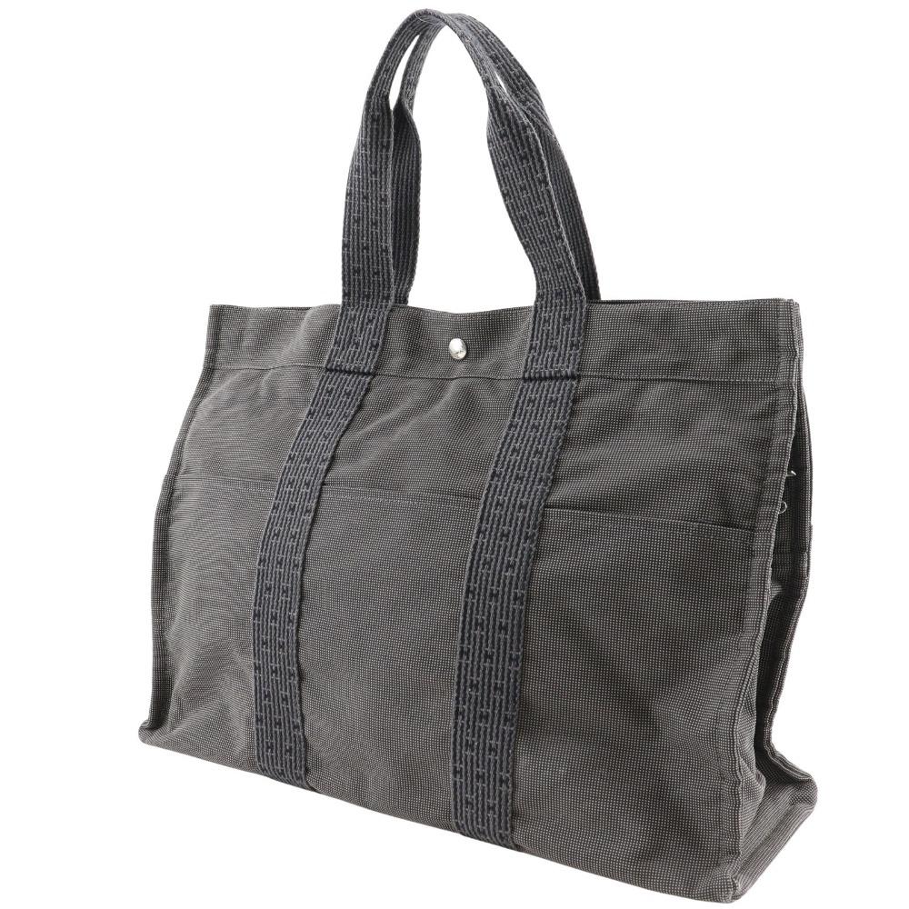 HERMES Herline Tote GM Tote Bag gray Nylon canvas unisex Used