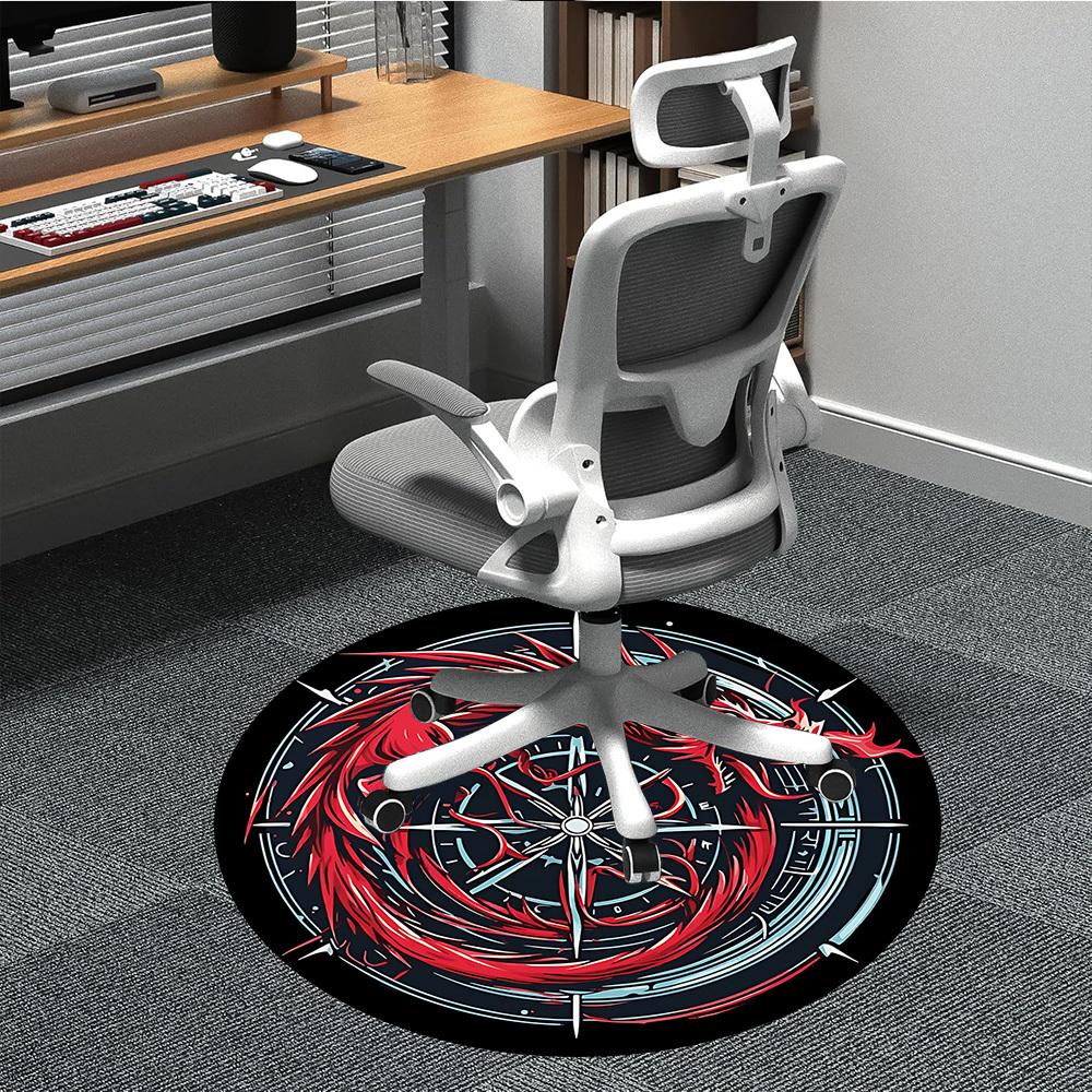 1pc Dragon Compass Office Round Area Rug, Under Office Chairs Bedroom Living Room Home Decor, Room Deco, Available in Various Sizes