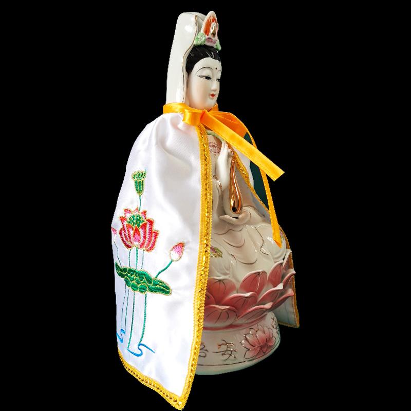 Только плащ Дзен Лотос Гуаньинь Статуя Будды Маленький плащ Гуаньинь Бодхисаттва Богиня Декор Вышитая шаль Без Смоляного Будды