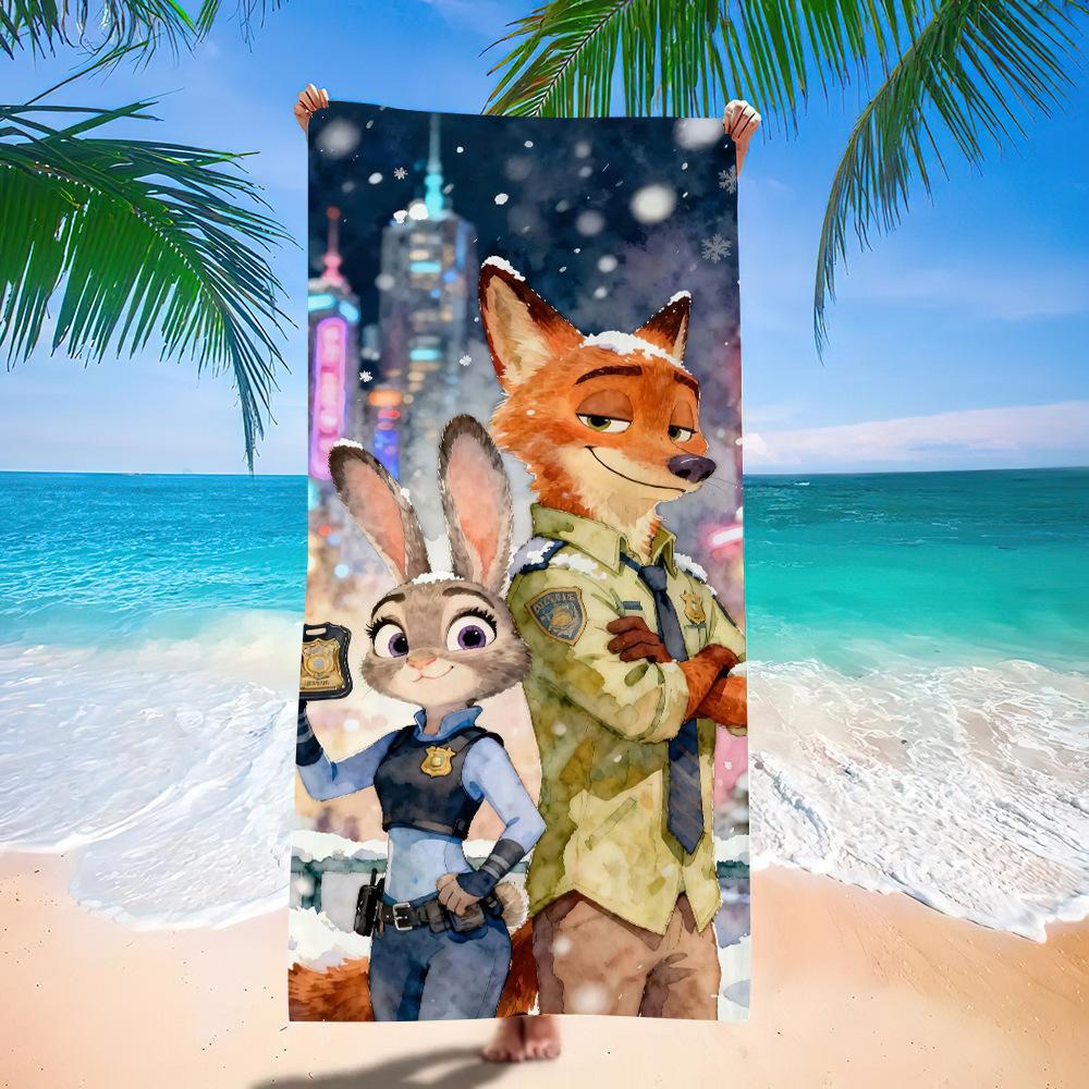 Zootopia Beach Towel Microfiber Bath Towel Kids Cartoon Week Judy Nick Quick Dry Towel