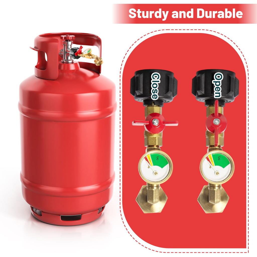 QCC Propane Bottle Charging Connector With Luminous Watch And Ball Valv0-e Gas Tank Gas Adapter