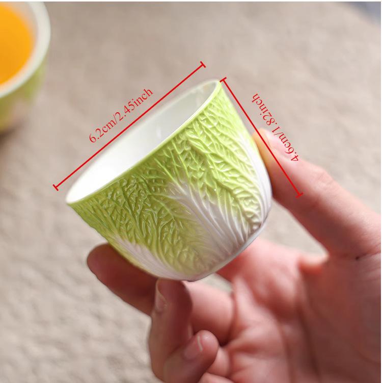 Фарфоровая чашка из овечьей нефрита в виде капусты, чашка Pak Choi, чайный набор с чашками Kung Fu, бытовая чайная чашка, керамический креативный чайный сервиз, подходящий маленький размер