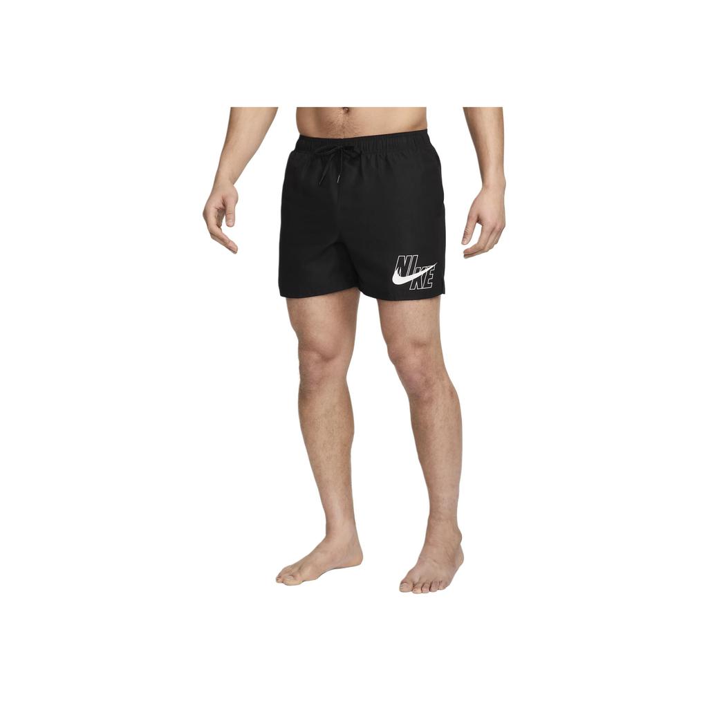 Nike Letter Logo Lace-Up Casual Swim Trunks Men Swimwear Black DQ6872-010